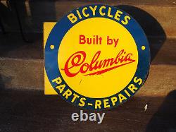 Vintage Original Columbia Bicycle Double Dealtock Bride Metal Émail Sign