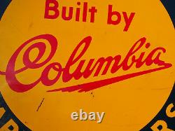 Vintage Original Columbia Bicycle Double Dealtock Bride Metal Émail Sign