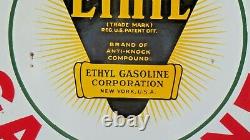 Vintage Original Conoco Essence Avec Ethyl Burst Double-sided 30 Porcelaine Signe