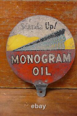 Vintage Original Des Années 1930 Monogram Oil Double Face Lubester Paddle Gas Oil Sign
