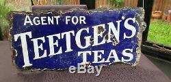 Vintage Original Émail Connectez-vous Teetgens Tea Double Face