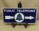 Vintage Original Public Telephone Bell System Double Sided Porcelaine Panneau Bleu