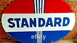 Vintage Original Standard Oil Co Double Sided 7 Ft Gas Station Plaque De Porcelaine