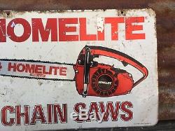 Vintage Pancarte De Métal Homelite Chain Sales & Service De Scie À Double Face Chainsaw