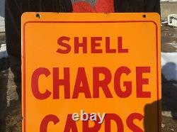 Vintage Porcelain Shell Charge Card Crédit Honoré Signe Double Sided Gas Pump