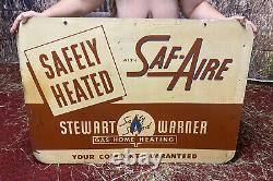 Vintage Rare Stewart Warner Gaz Maison Chauffage Garage Double-side Signe