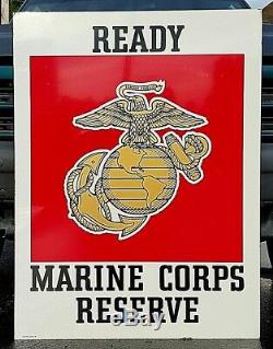 Vintage Reserve Us Marine Corps Recrutement Double Face Heavy Metal Sign 40x30