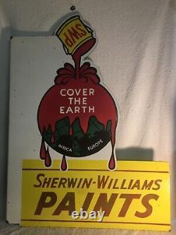 Vintage Sherwin Williams Cover The Earth Porcelaine Double Face Signe Flange