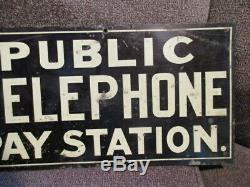 Vintage Station Publique Téléphone Pay Double Face Bride Publicité Connexion