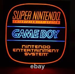 Vintage Super Nintendo Gameboy Nes Lumineux Panneau Double Face 80's 90's Store 2x2