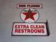 Vintage Texaco Notre Engagement Toilettes Propres 11 3/4 Enseigne &agrave; Rebord En M&eacute;tal Pour Essence Et Huile