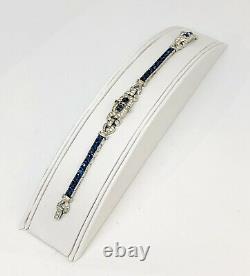 Vintage Trifari Art Déco Double Sided Bracelet W Sapphire Colored Stones Signé