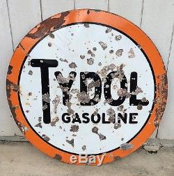 Vintage Tydol Porcelain Gasoline Sign 42in Double Côté