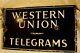 Vintage Western Union Telegrams Signe De Porcelaine Flange 17x10 Double Sided