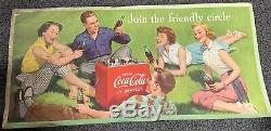 Vtg 1954 Coke Time Signe Affiche Pour Kay Frame Double Face Litho 27x56