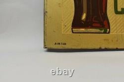 Vtg Boissons Coca-cola Glace Froide Double Côté Plaque Métallique Station D'essence A-m 7-54