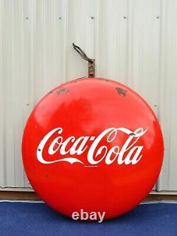 Vtg Double Sided Coca Cola 36 Bouton Porcelaine Soda Signe Lollipop Hanging Dot