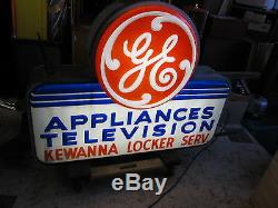 Vtg. General Electric Ge Appliances - Enseigne Lumineuse Double Face Pour Télévision Extérieure