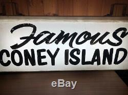 Vtg Ooak 1940 Famous Coney Island Lighted Signe Double Face Support En Acier Wow