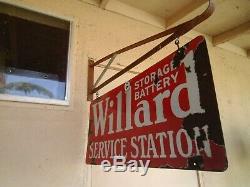 Willard Service Station Enseigne De Porcelaine Double Face -rare