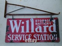 Willard Service Station Enseigne De Porcelaine Double Face -rare