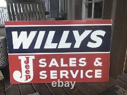 Willys Jeep Sales And Service Double Sided Porcelain Sign