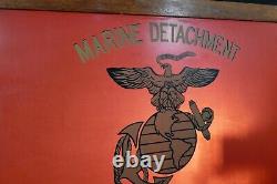 Ww2 Détachement Maritime Usmc Fort Leavenworth Panneau À Double Face Peint À La Main Ega