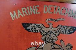 Ww2 Détachement Maritime Usmc Fort Leavenworth Panneau À Double Face Peint À La Main Ega